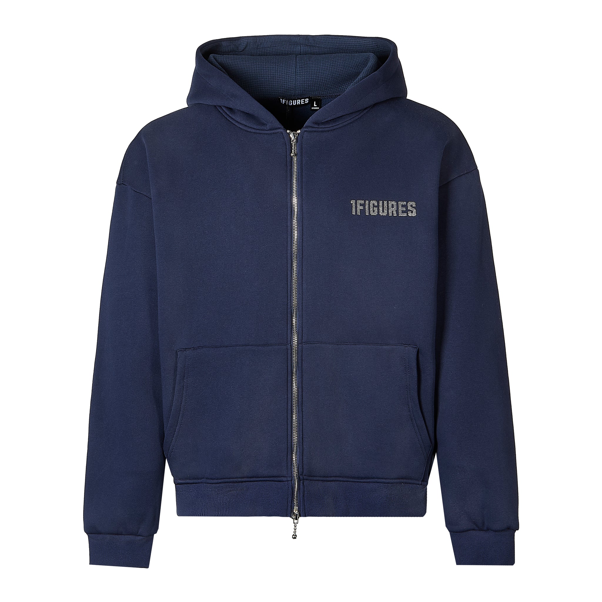 RHINESTONE ZIP LOGO HOOD