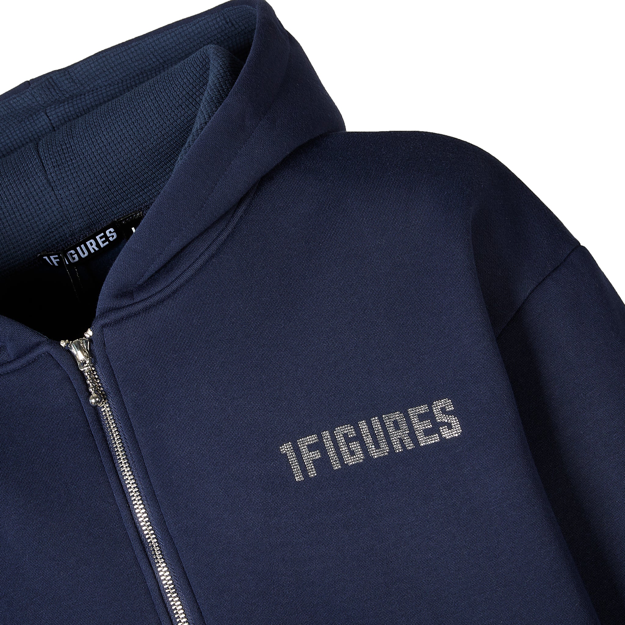 RHINESTONE ZIP LOGO HOOD